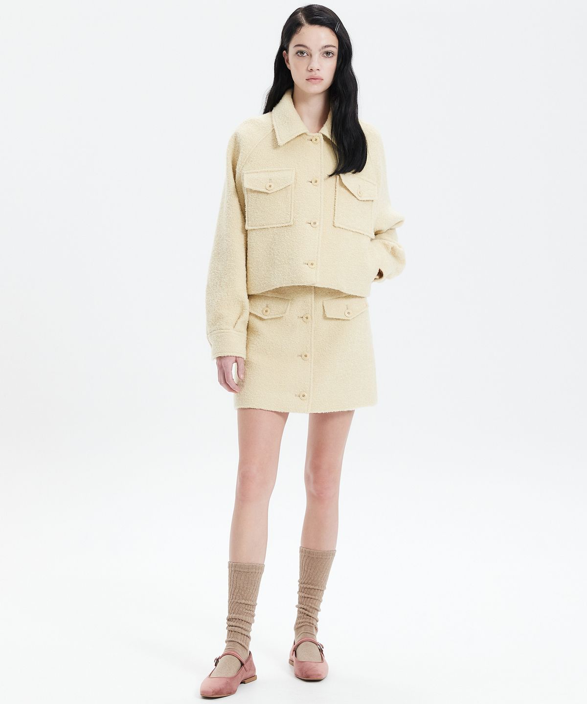 해바이해킴(HAE BY HAEKIM) BOUCLE WOOL SHORT JACKET_YELLOW
