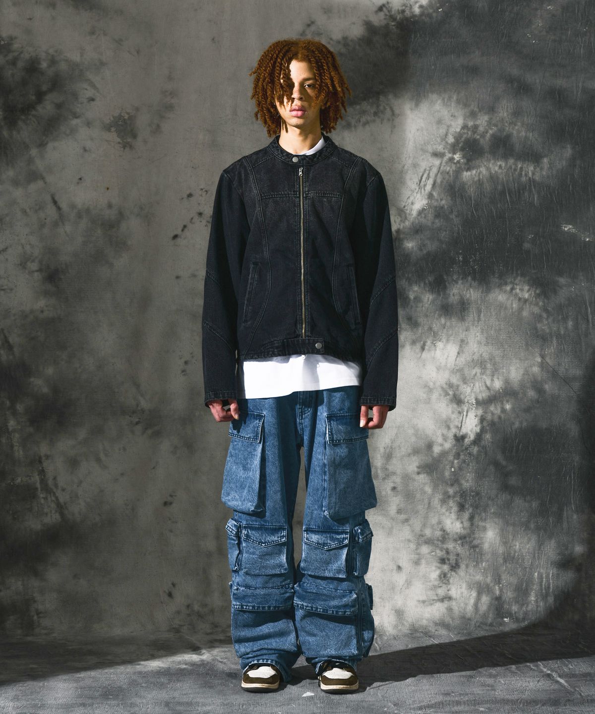 도미넌트(DOMINANT) Curved Biker Denim Jacket_Black