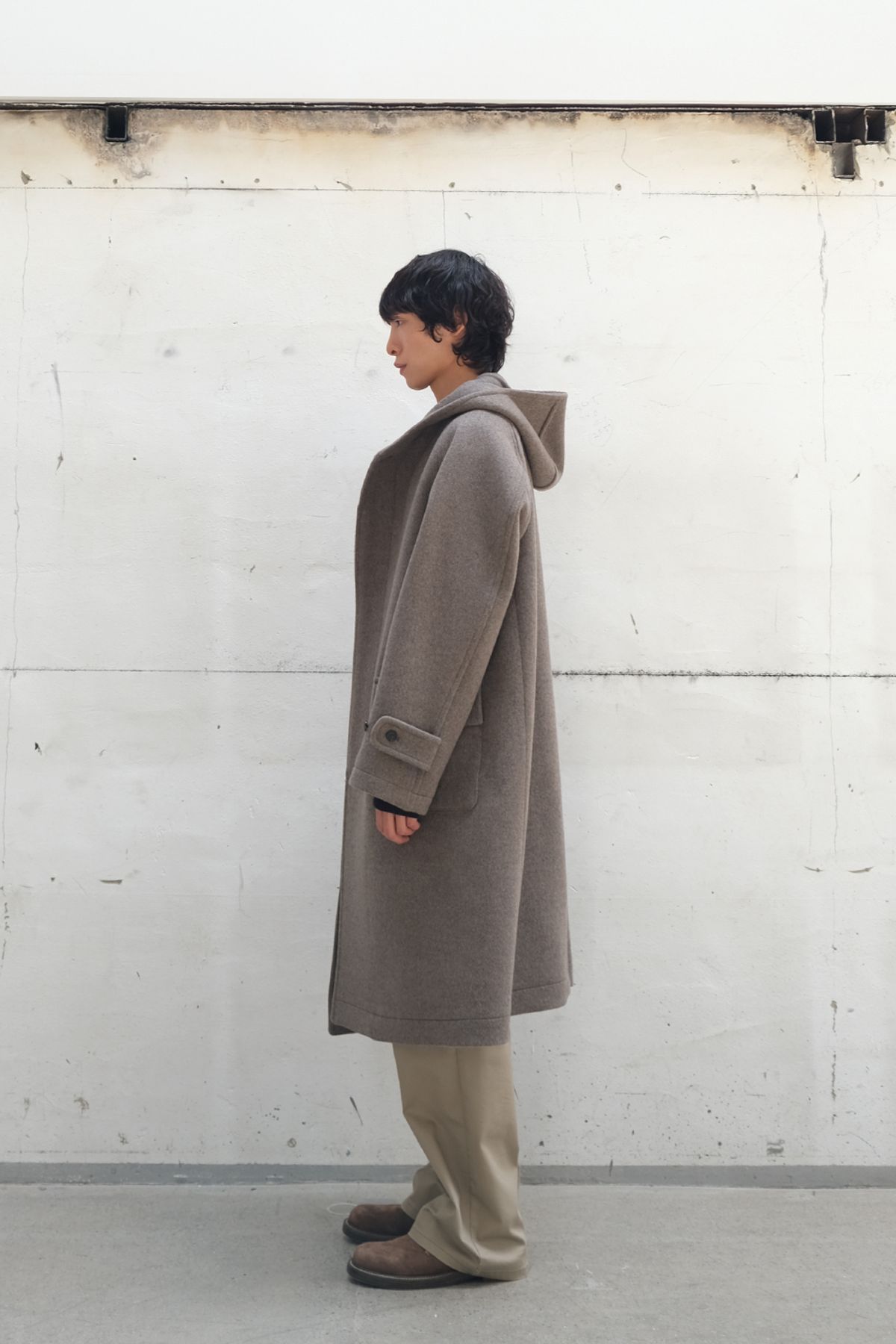 홀리선(HORLISUN) Longgrove Wool Hood Coat Melange Beige