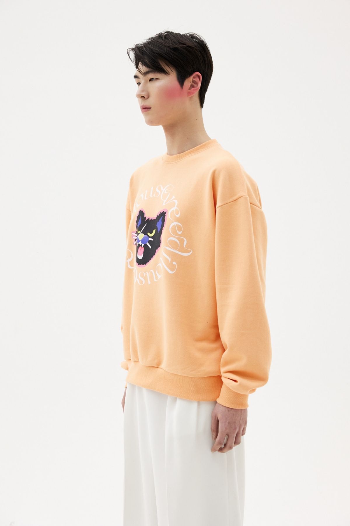 그리디어스(GREEDILOUS) Cat Print Loose Sweater Top Orange
