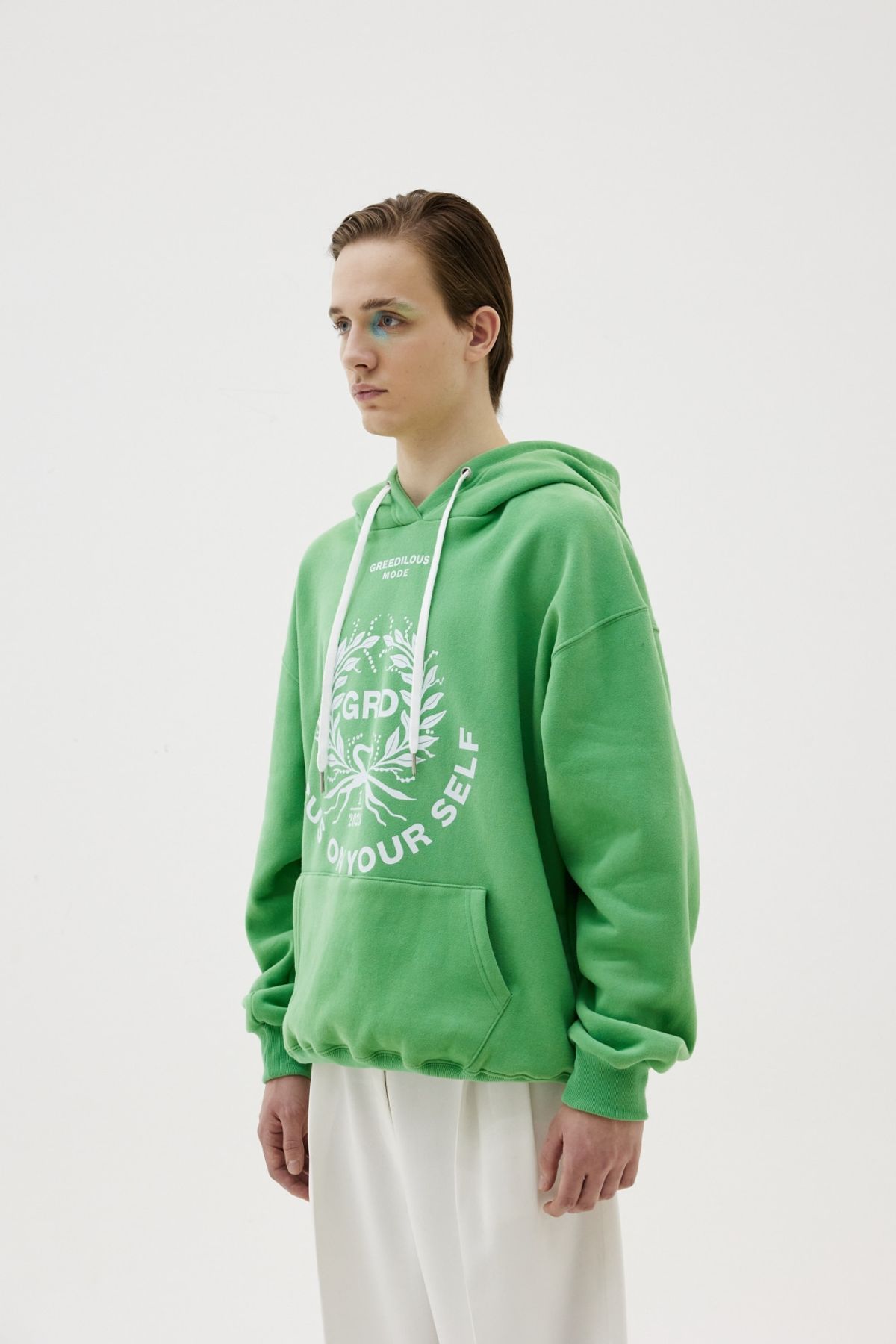 그리디어스(GREEDILOUS) Logo Motif Loose Hoodie Green