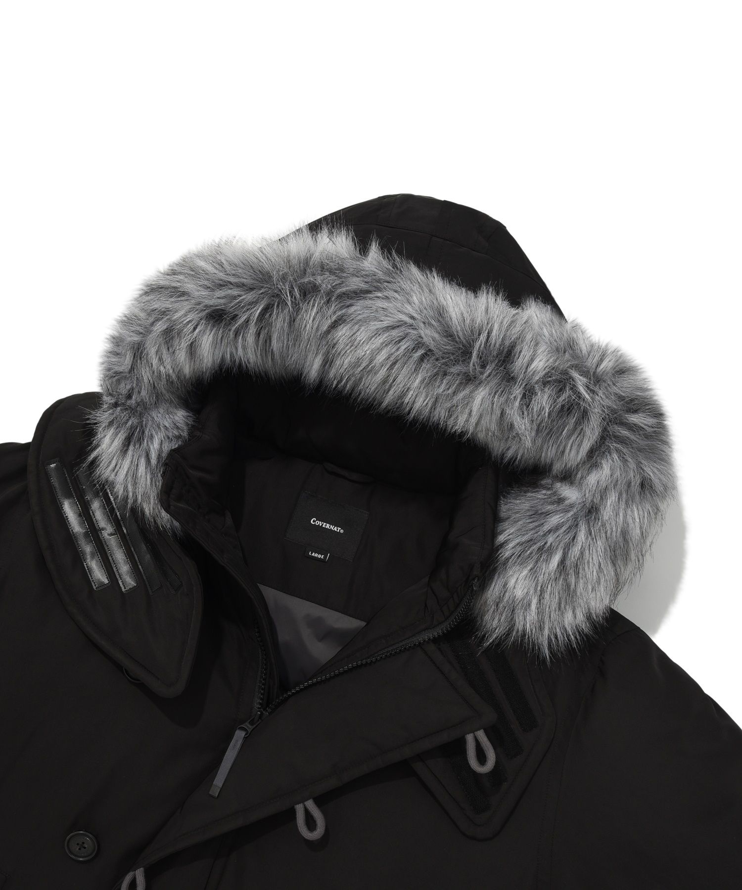 ダウンジャケット COVERNAT Mid length hooded fur down jumper black MUSINSA | COVERNAT Mid length hooded fur down jumper black