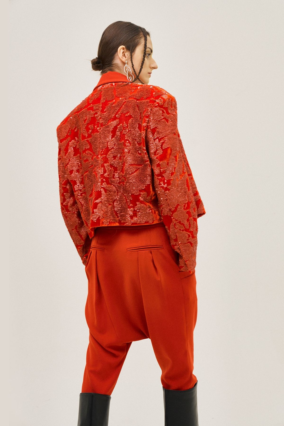 그리디어스(GREEDILOUS) Slim Satin Harem Pants Red