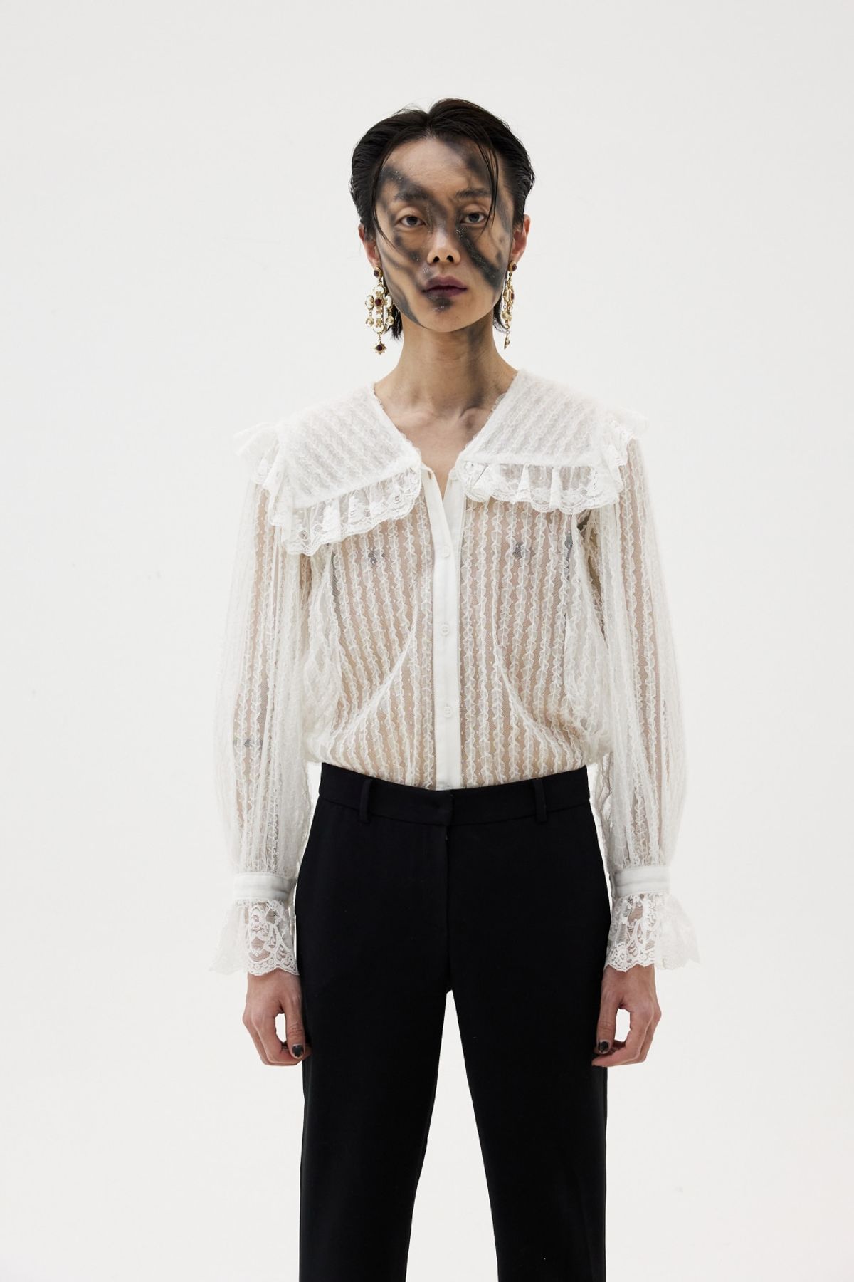 그리디어스(GREEDILOUS) Sailor Collar Textured Shirt