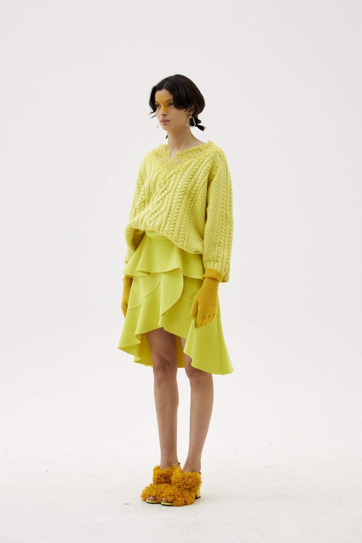그리디어스(GREEDILOUS) Layered Ruffle Knee-Length Skirt