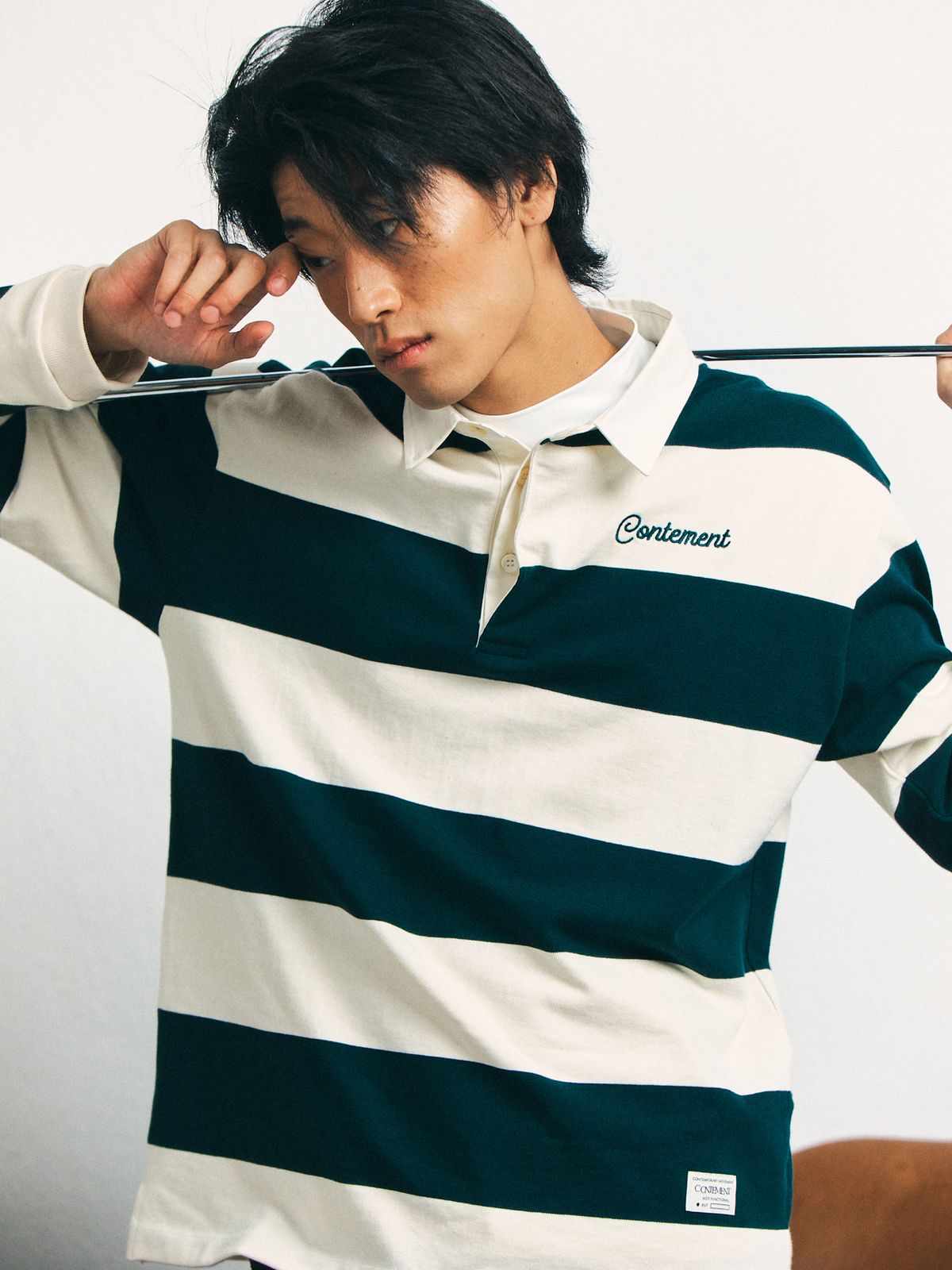 컨티먼트(CONTEMENT) TWO COLOR STRIPE POLO T-SHIRT