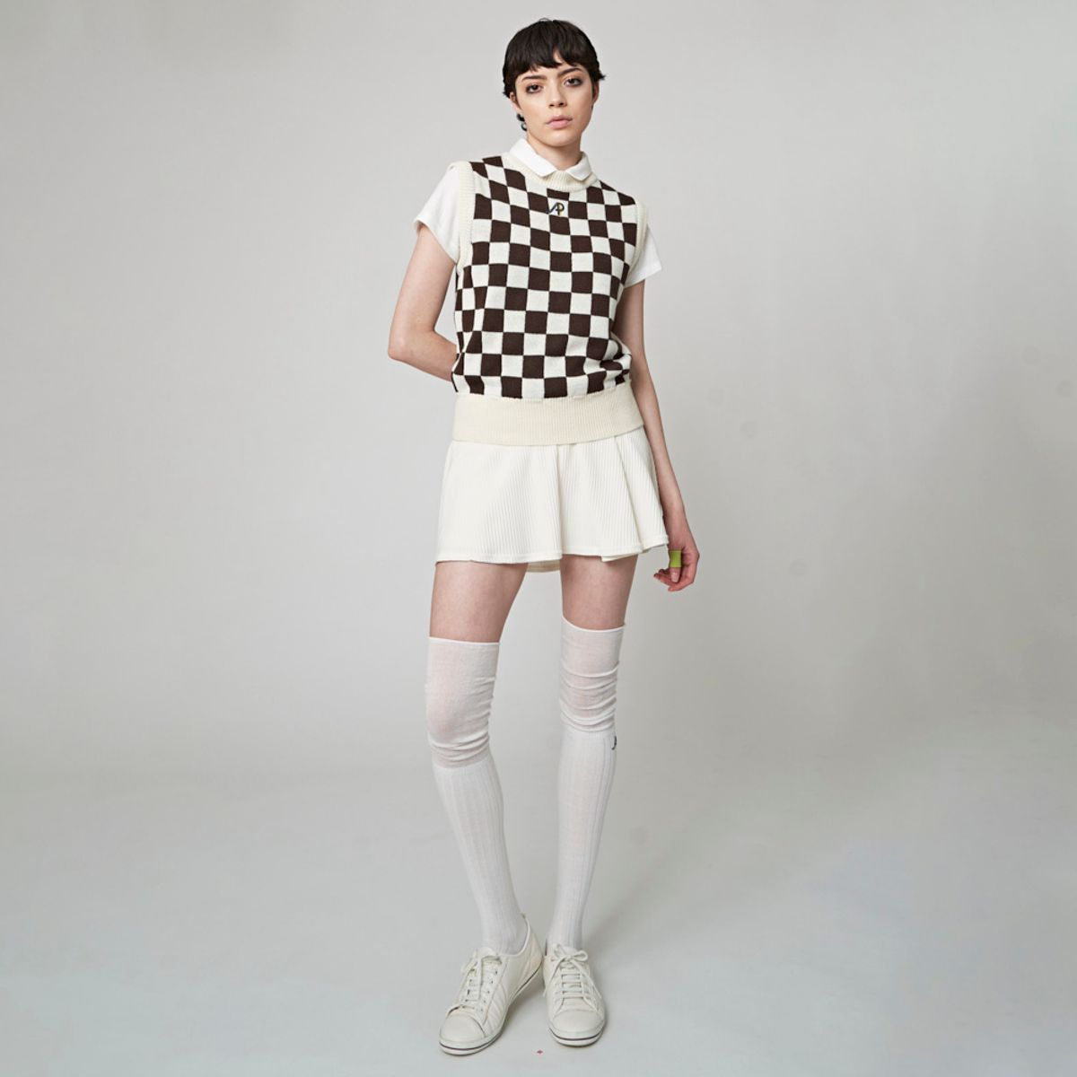 애스플래폼(ATHPLATFORM) AU32KV02 체크 인타르시아 니트베스트_브라운