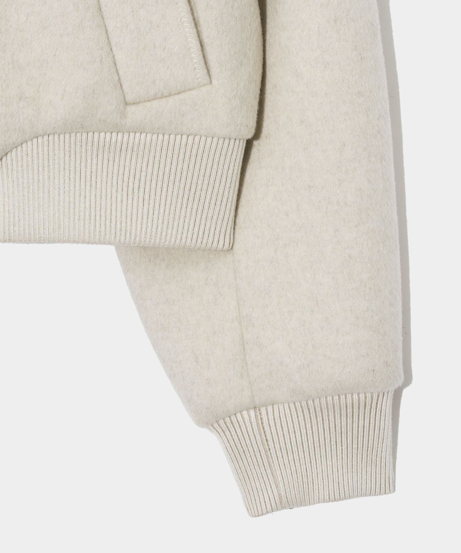 MUSINSA | SATUR (W) Percy Collarless Varsity Jacket Pure Ivory