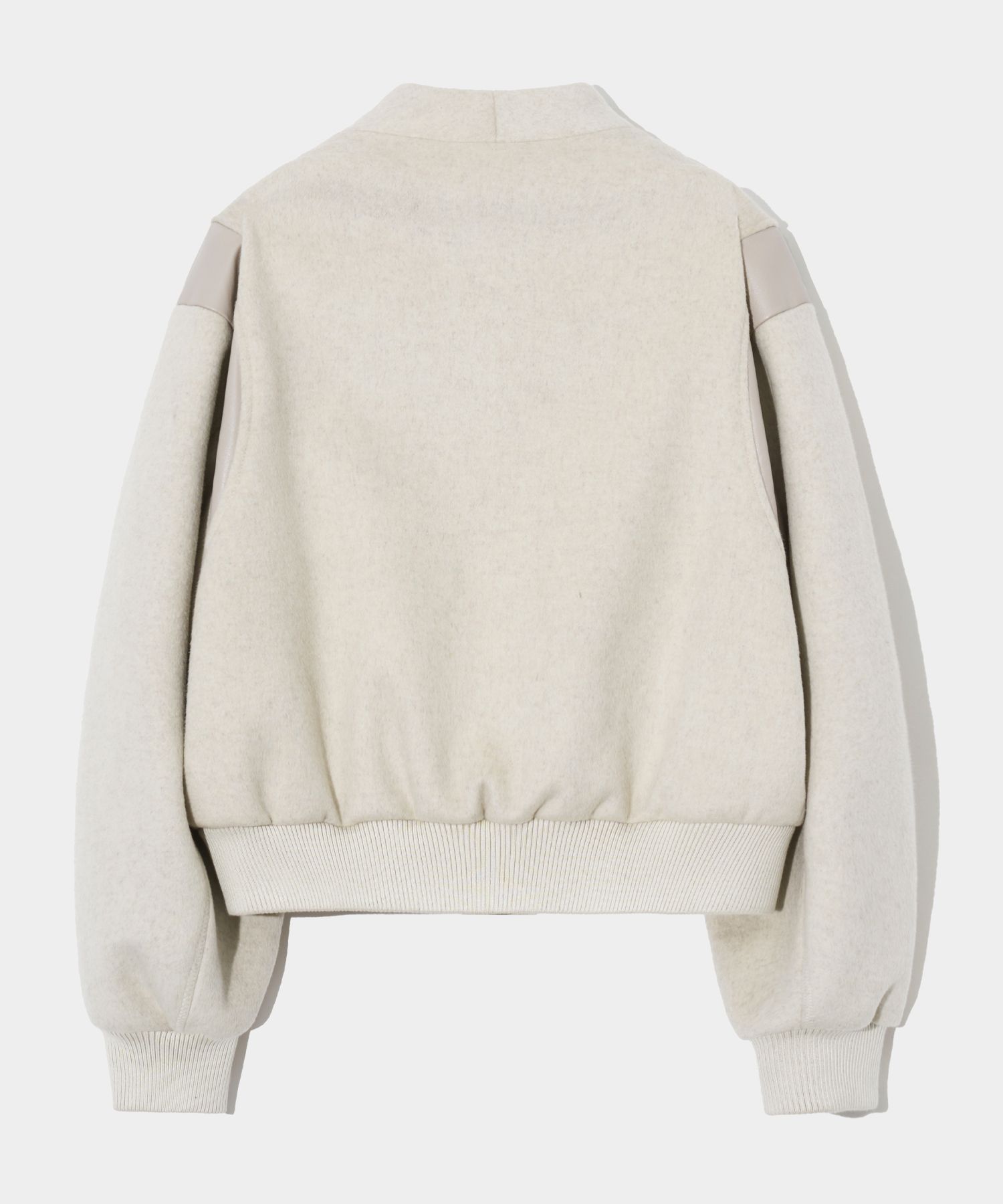 MUSINSA | SATUR (W) Percy Collarless Varsity Jacket Pure Ivory