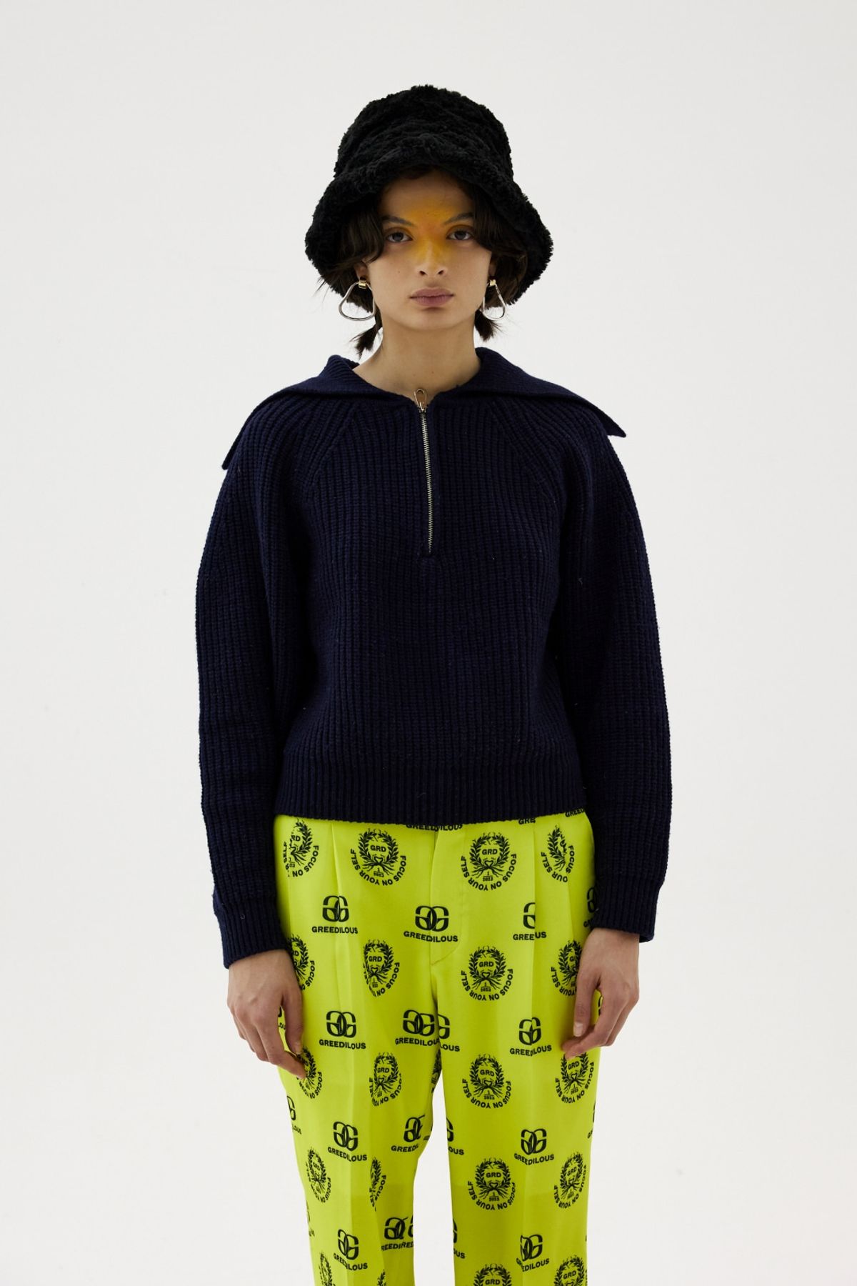 그리디어스(GREEDILOUS) Sailor Zip-Up Knit Top
