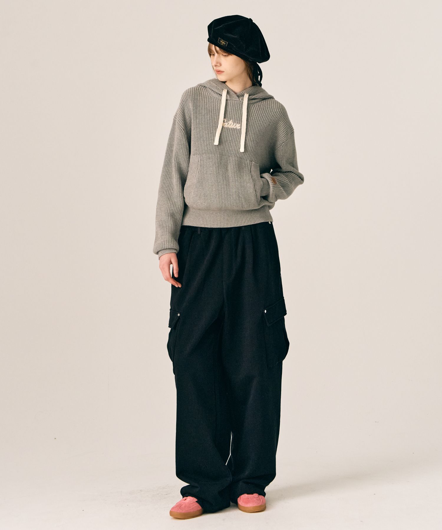 パーカー・フーディ SATUR Applique logo cashmere blend hooded knit melange grey MUSINSA | SATUR (W) Applique Logo Cashmere Blend Hooded Knit