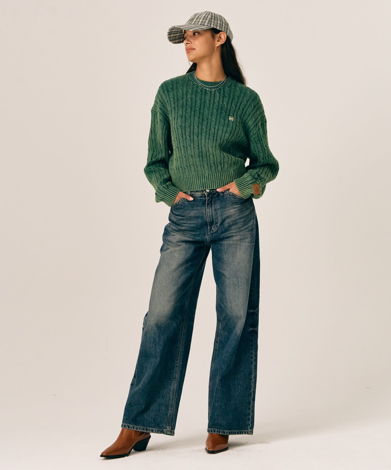★送料・関税込★SATUR★Classic Solid Cable Knit★ MUSINSA公式 | SATUR (W) Classic Dyed Cable Knit Vintage Green
