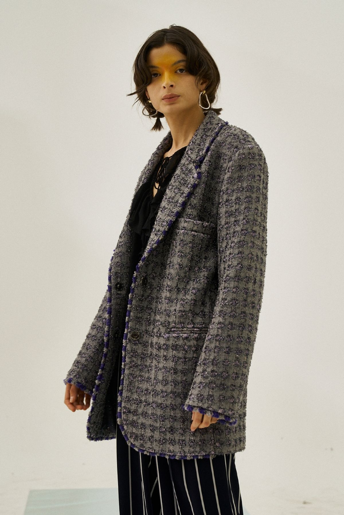 그리디어스(GREEDILOUS) Straight Textured Tweed Coat