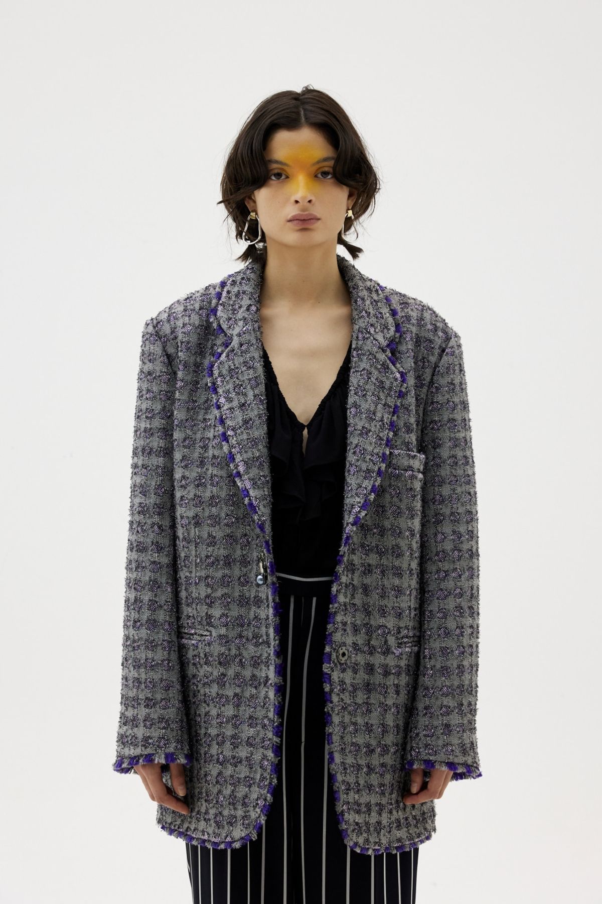 그리디어스(GREEDILOUS) Straight Textured Tweed Coat