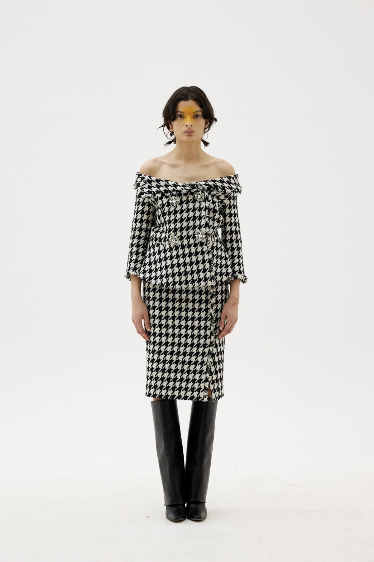 그리디어스(GREEDILOUS) Tweed Houndstooth Pencil Skirt