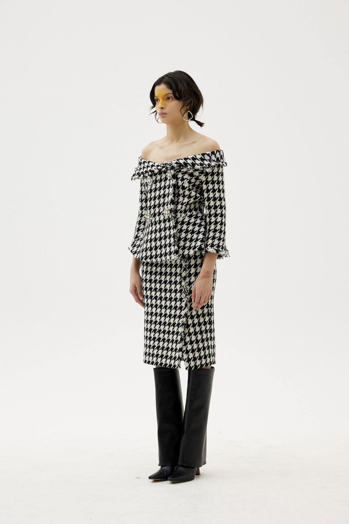 그리디어스(GREEDILOUS) Tweed Houndstooth Pencil Skirt