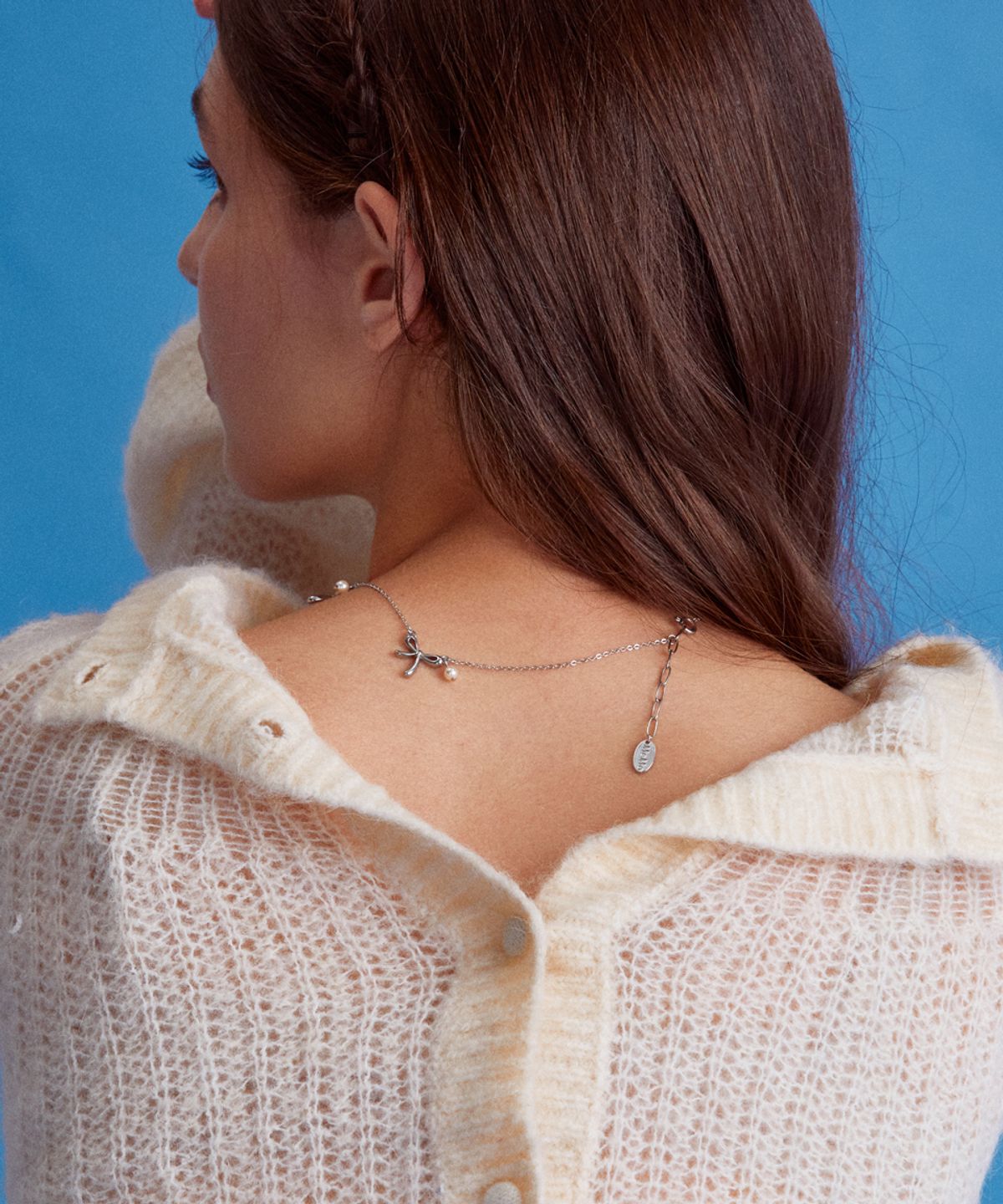 메리모티브(MERRYMOTIVE) Ribbon with pearl surgical necklace
