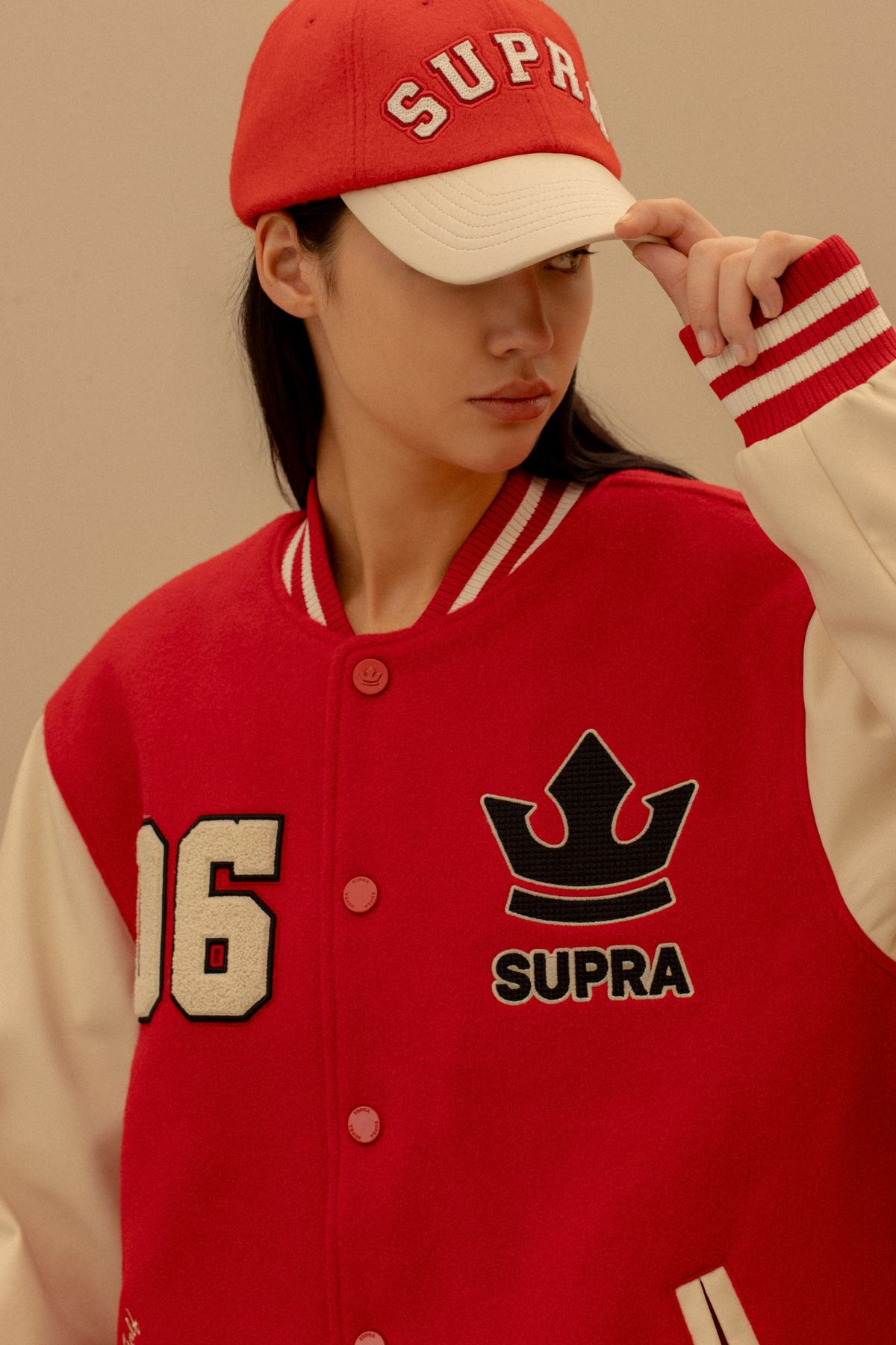 수프라(SUPRA) 바시티 컬러블록 포인트 볼캡(RED)