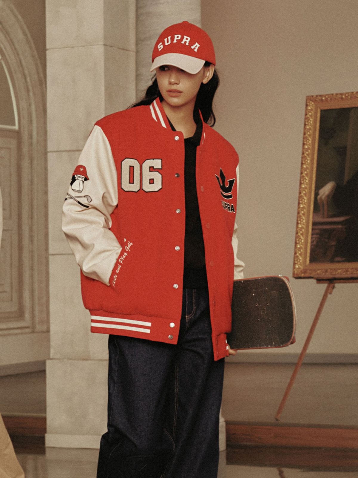 수프라(SUPRA) 바시티 컬러블록 포인트 볼캡(RED)