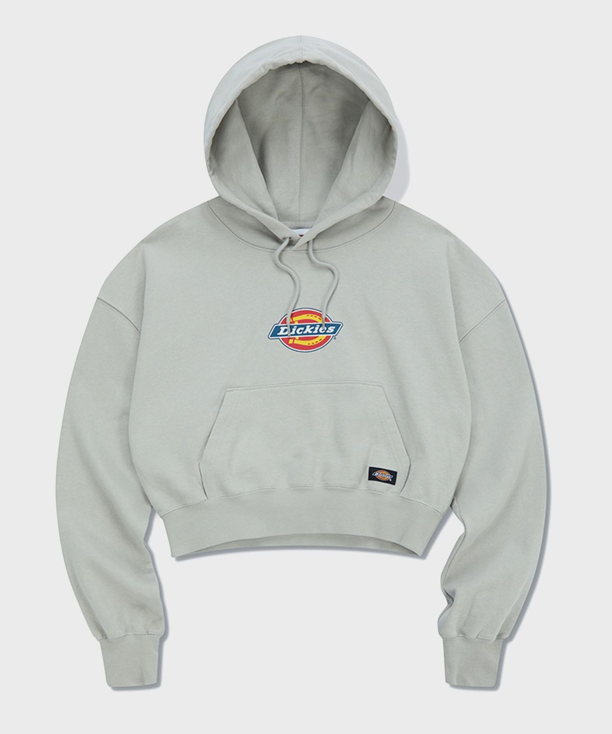 디키즈(DICKIES) 아이코닉 로고 크롭 후드 Light Gray