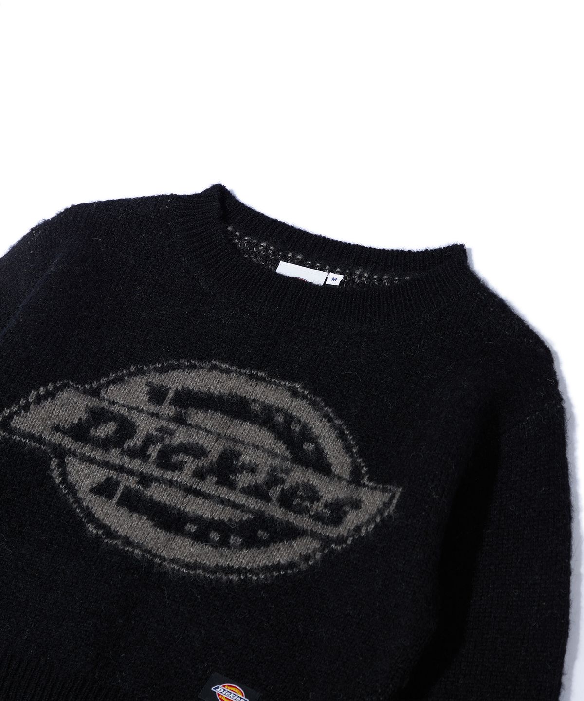 디키즈(DICKIES) 아이코닉 로고 크롭 헤어리 니트 - 블랙