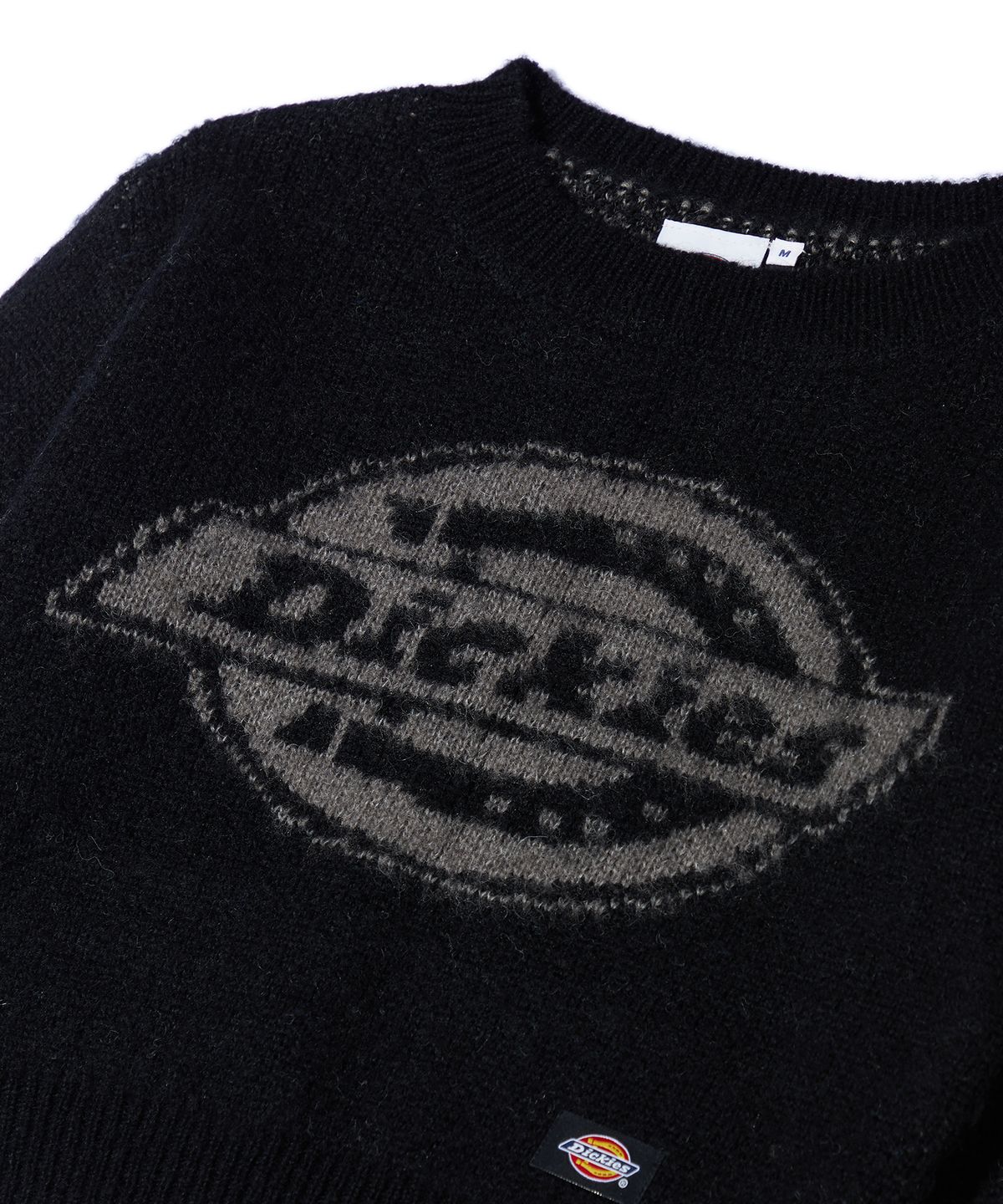 디키즈(DICKIES) 아이코닉 로고 크롭 헤어리 니트 - 블랙