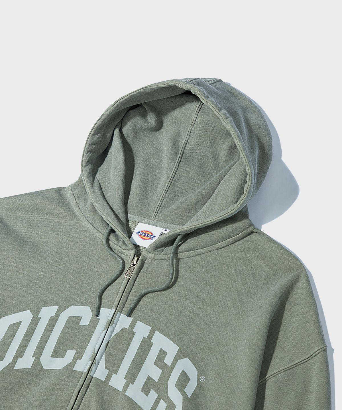 디키즈(DICKIES) 피그먼트 다잉 아치로고 후드집업 Faded Gray