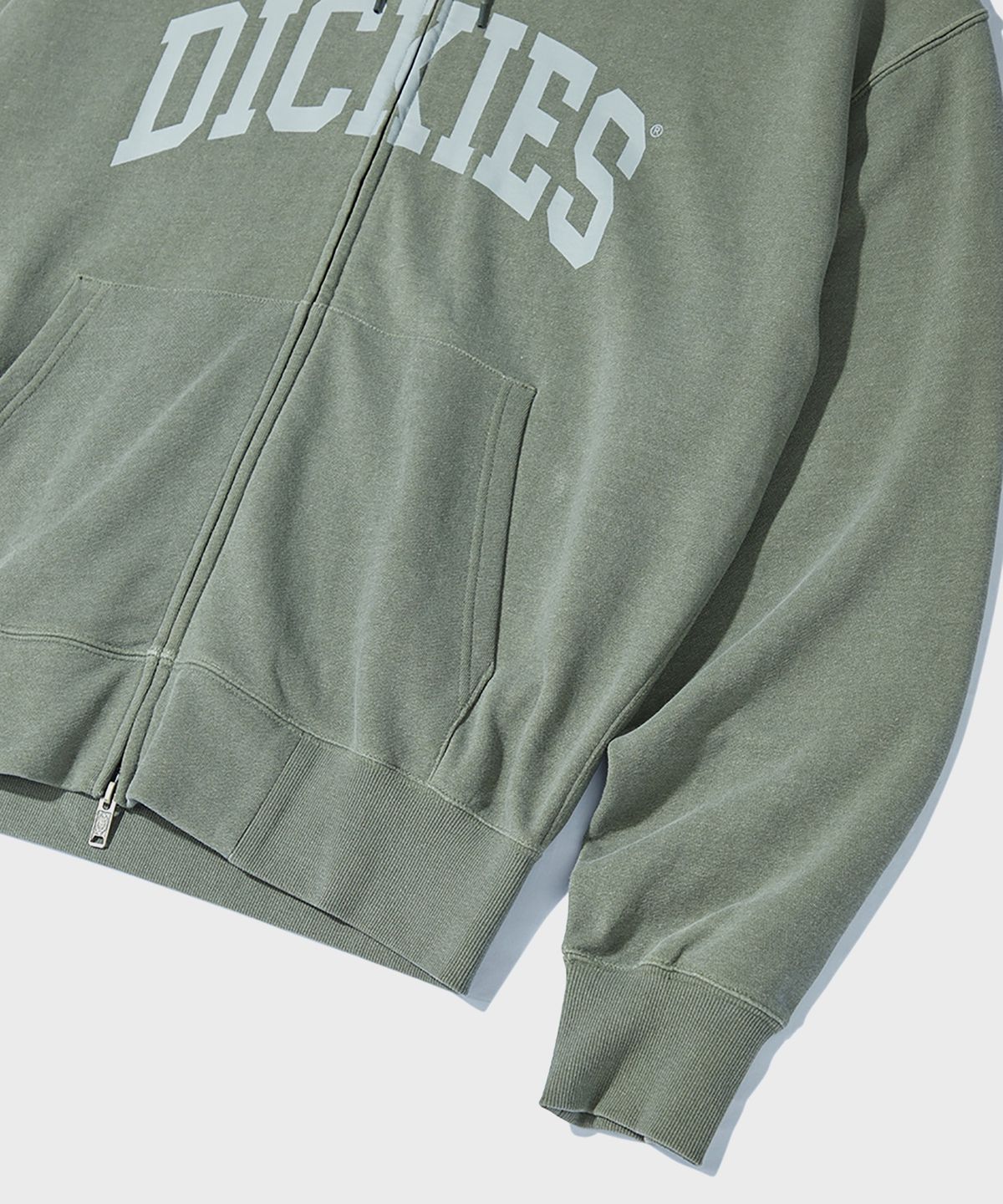 디키즈(DICKIES) 피그먼트 다잉 아치로고 후드집업 Faded Gray