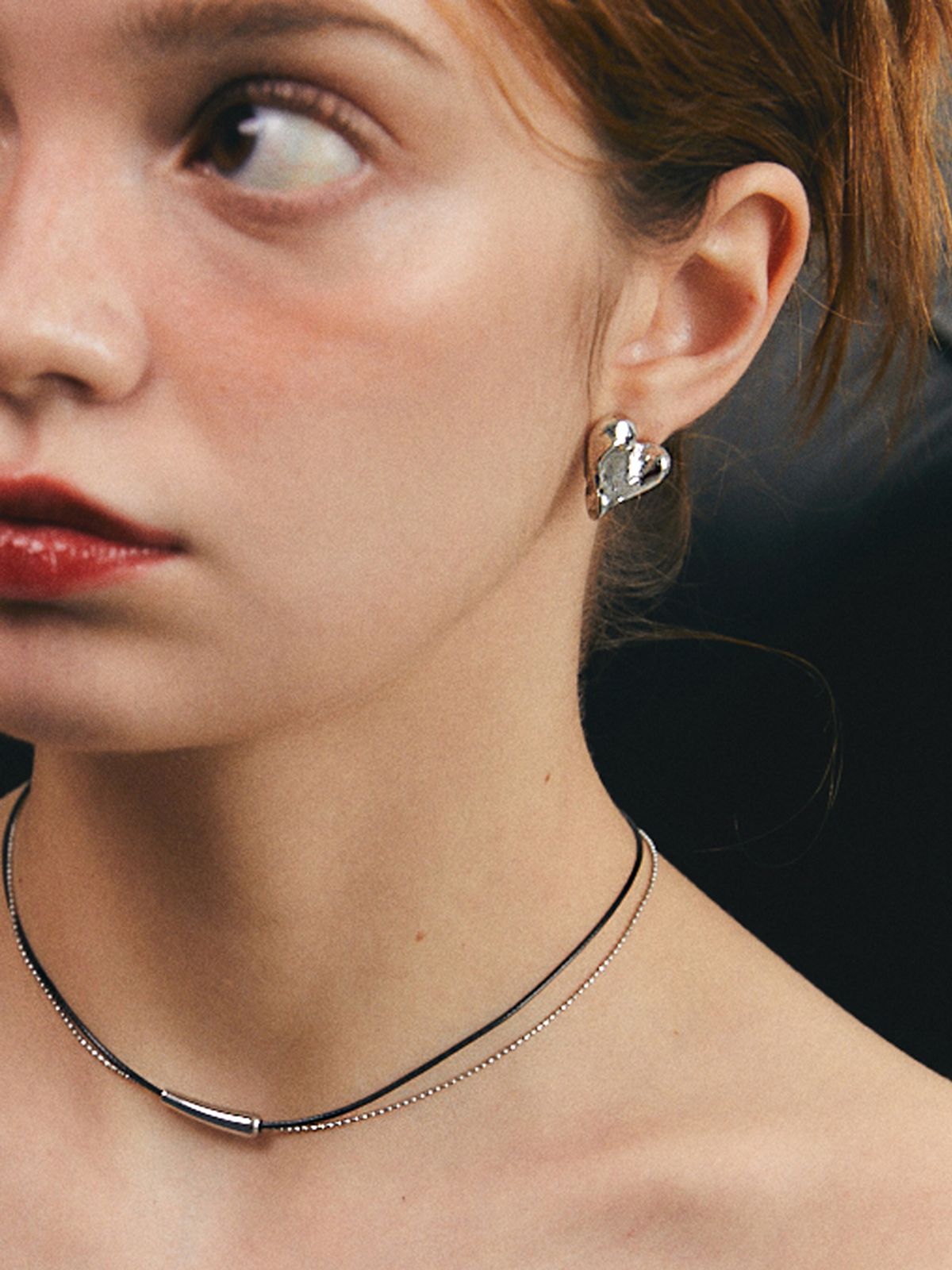 애플파이오더(APPLE PIE ORDER) Ball Chain Leather Choker.