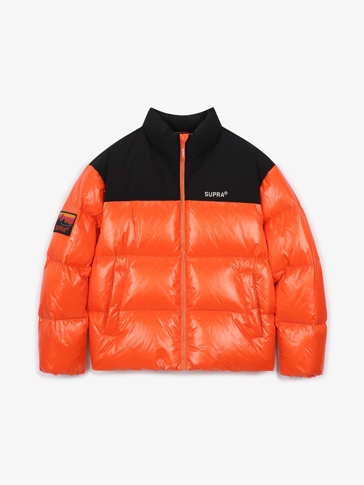 수프라(SUPRA) 아웃도어 립스탑 투톤 배색 숏 다운 자켓(ORANGE)