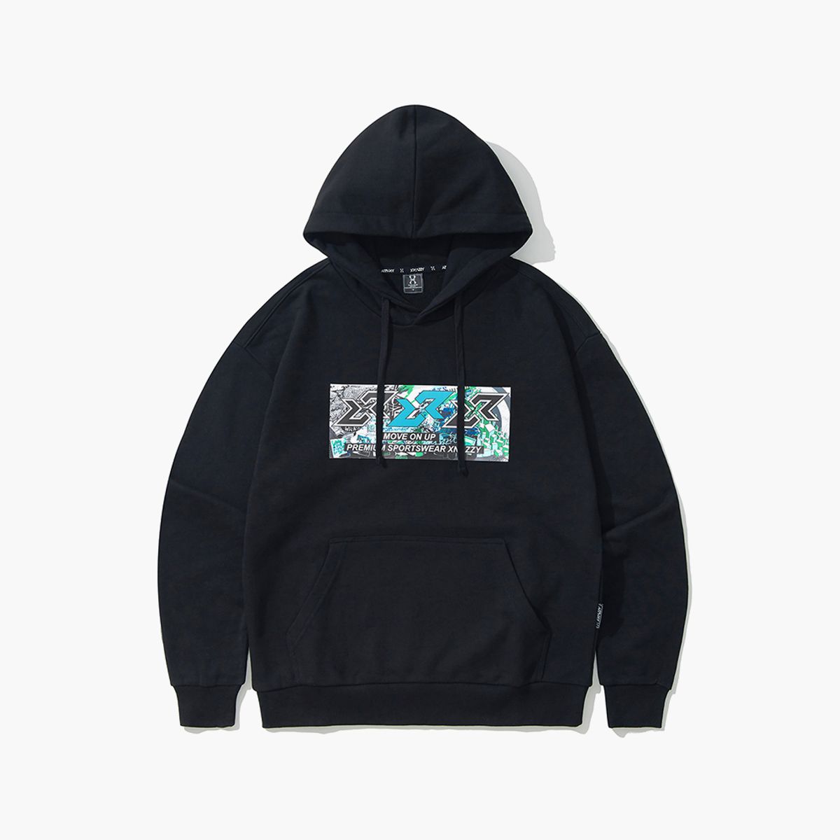 엑스네지(XNAZZY) 트리플심볼 오버핏 후드 티셔츠 [BLACK] XN23SRUHD01BK