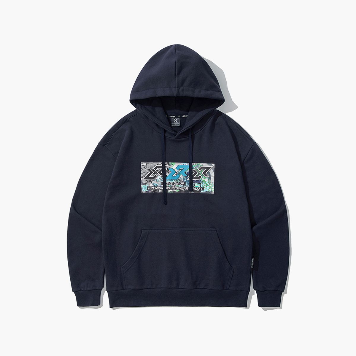 엑스네지(XNAZZY) 트리플심볼 오버핏 후드 티셔츠 [NAVY] XN23SRUHD01NY