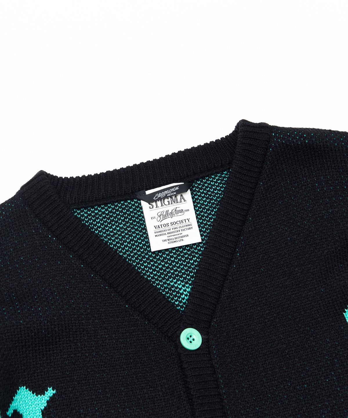 스티그마(STIGMA) OLD LETTER OVERSIZED CARDIGAN BLACK