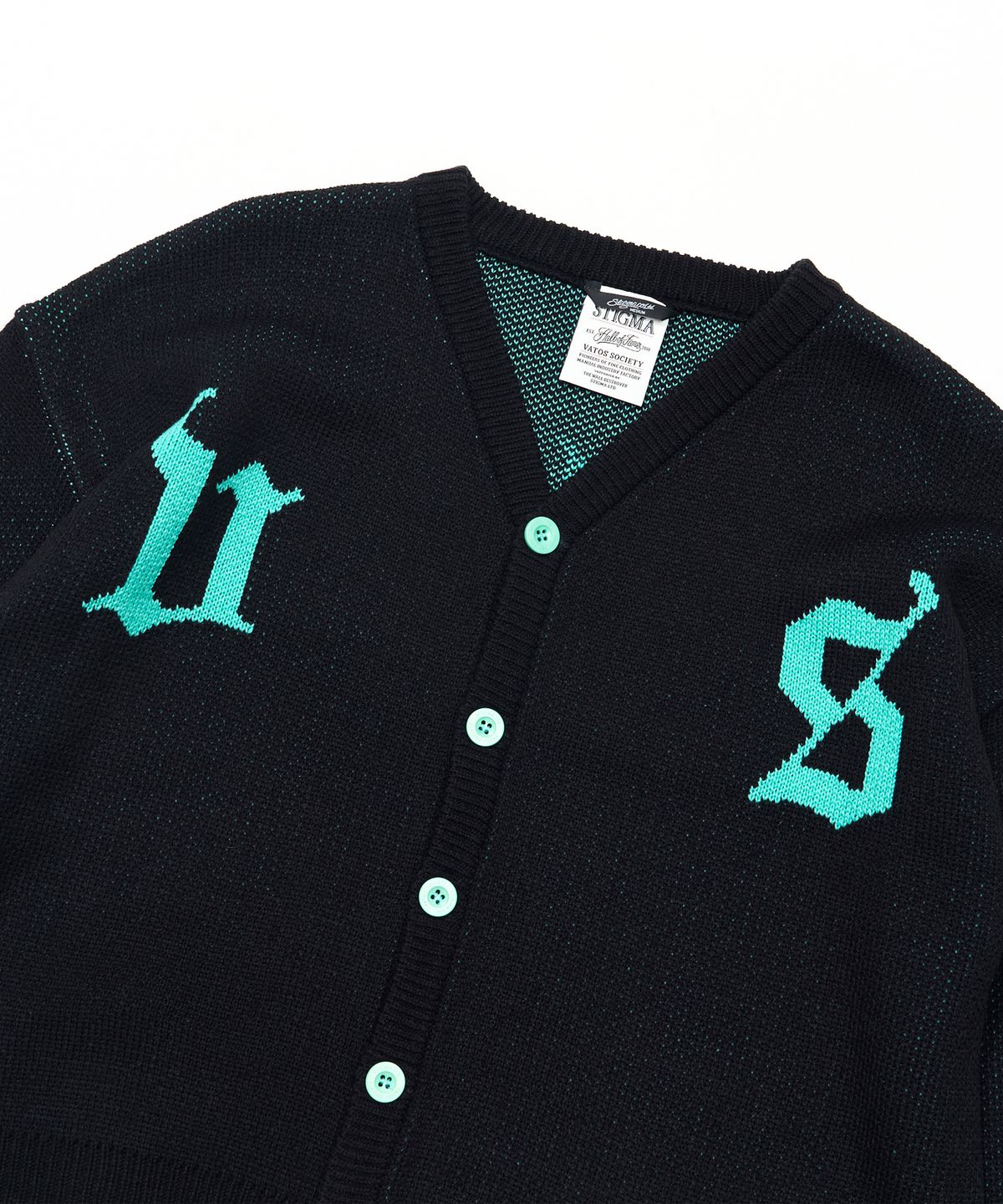 스티그마(STIGMA) OLD LETTER OVERSIZED CARDIGAN BLACK