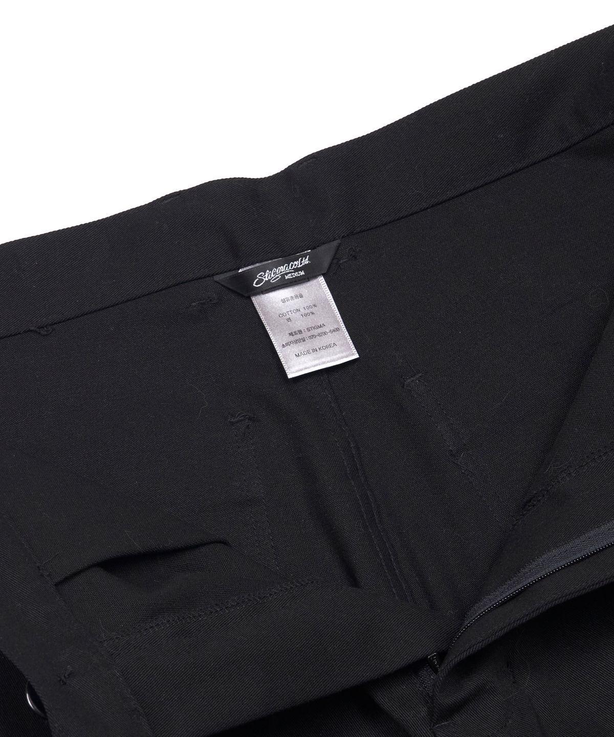 스티그마(STIGMA) 10s TWILL COTTON WIDE PARACHUTE PANTS BLACK
