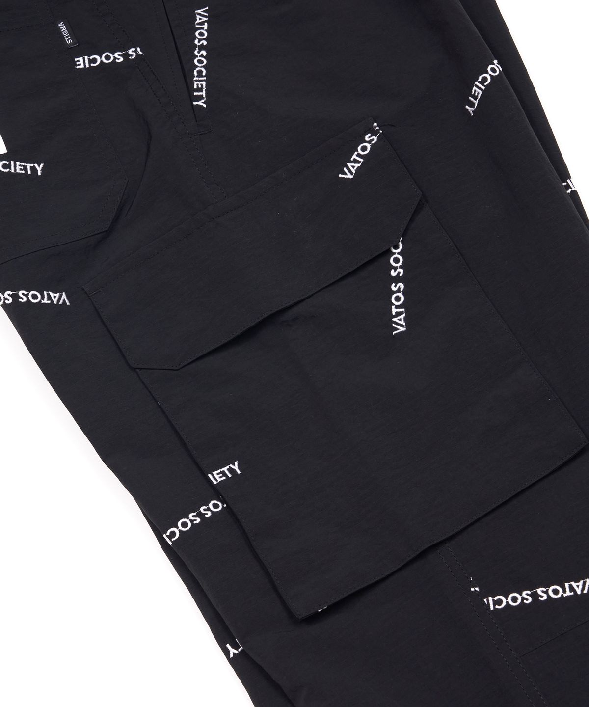 스티그마(STIGMA) VATOS EMBROIDERY WIDE PARACHUTE PANTS BLACK