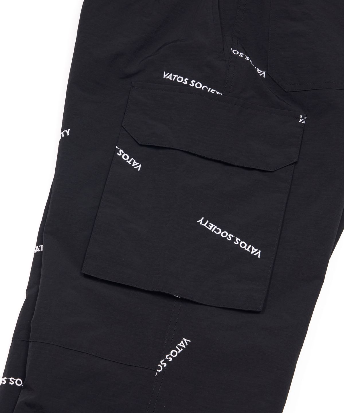 스티그마(STIGMA) VATOS EMBROIDERY WIDE PARACHUTE PANTS BLACK