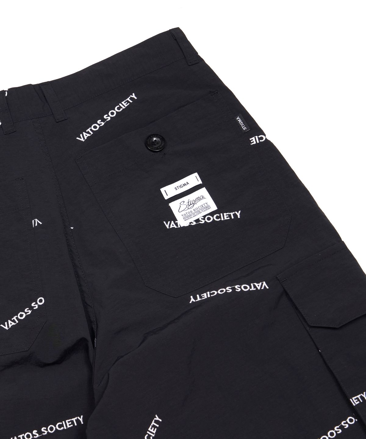 스티그마(STIGMA) VATOS EMBROIDERY WIDE PARACHUTE PANTS BLACK