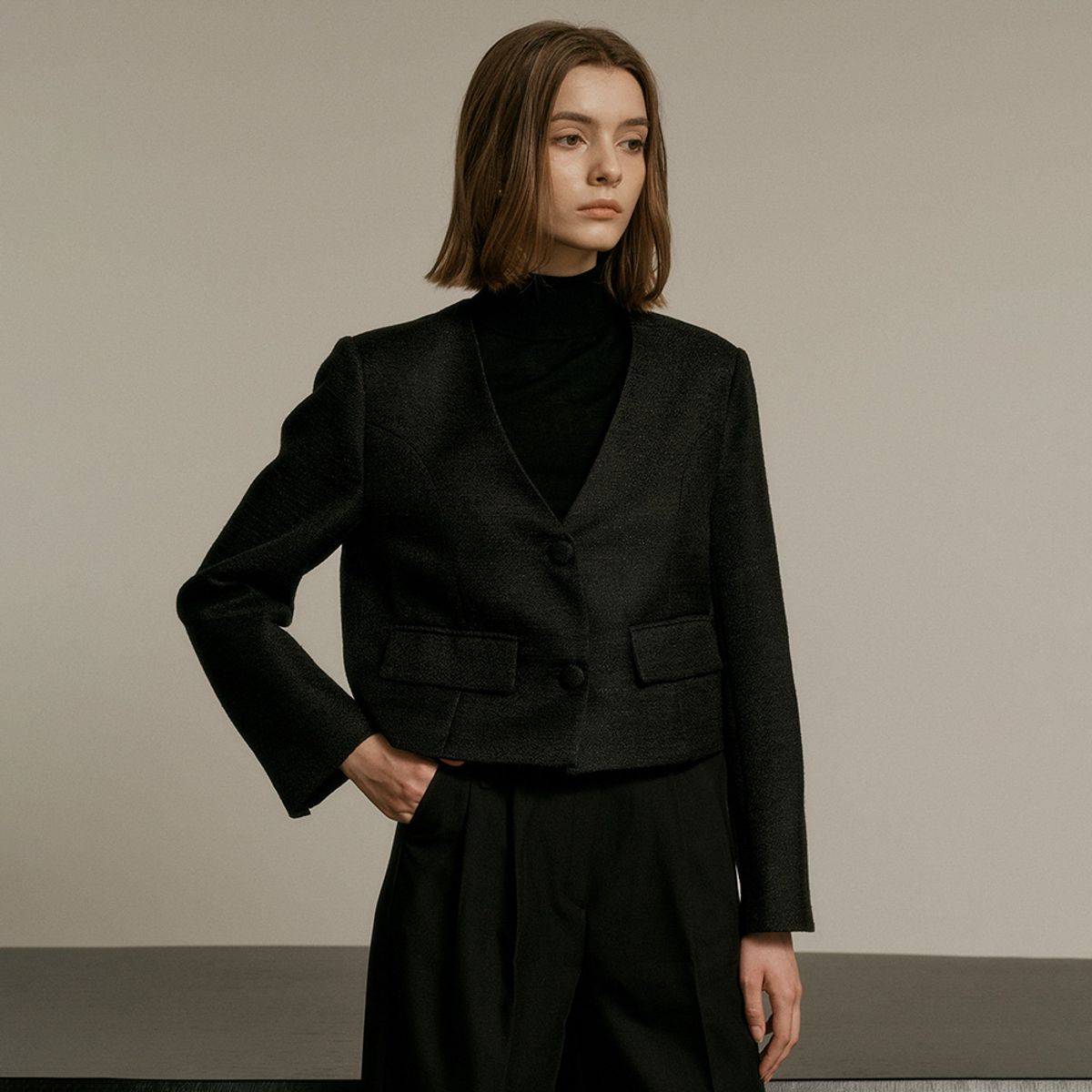 웬스데이딜라잇(WEDNESDAY DELIGHT) WD_Detachable collar cropped jacket