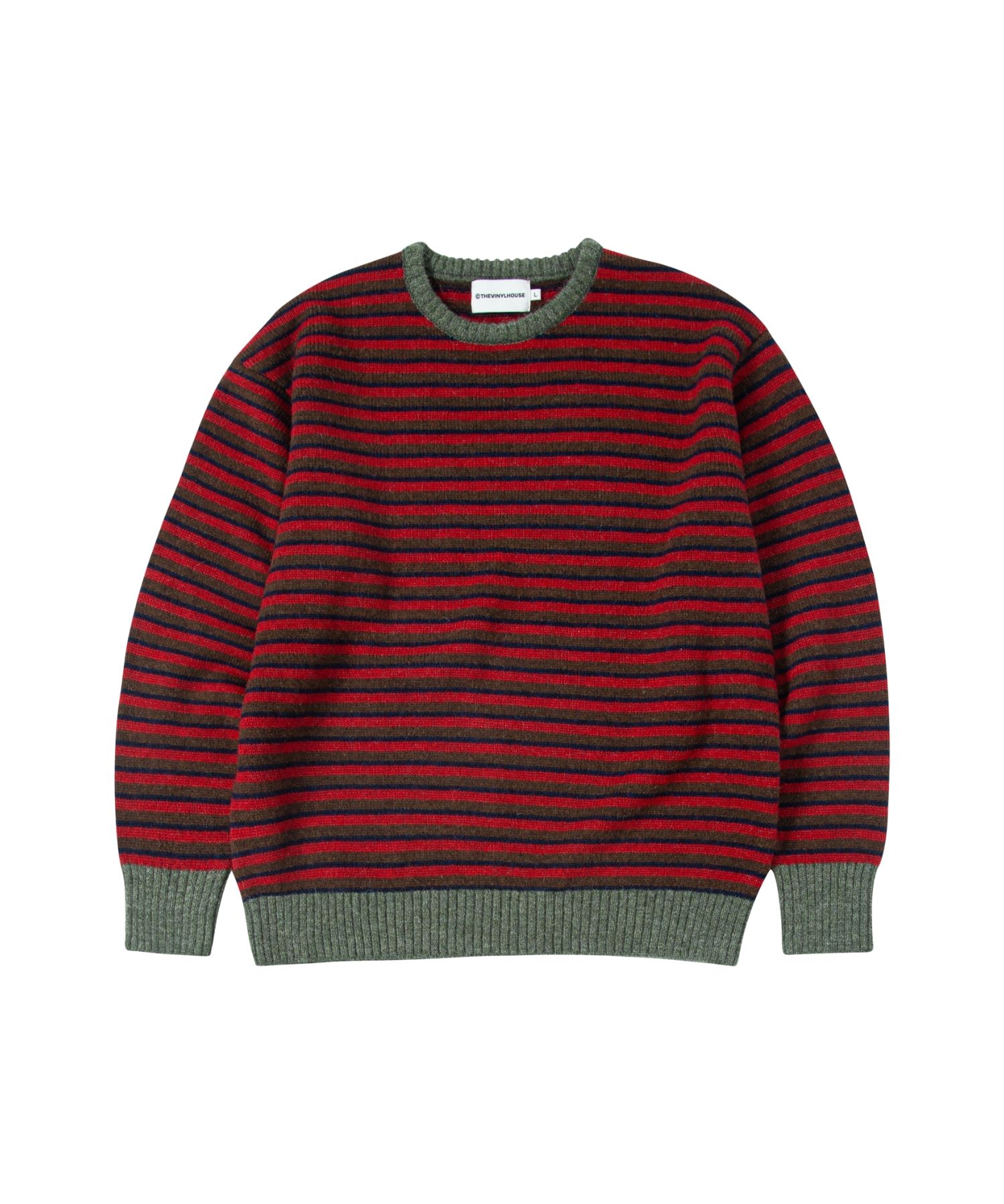 MUSINSA THEVINYLHOUSE MOHAIR MULTI STRIPED SWEATER RED (VH2DFUK602A)