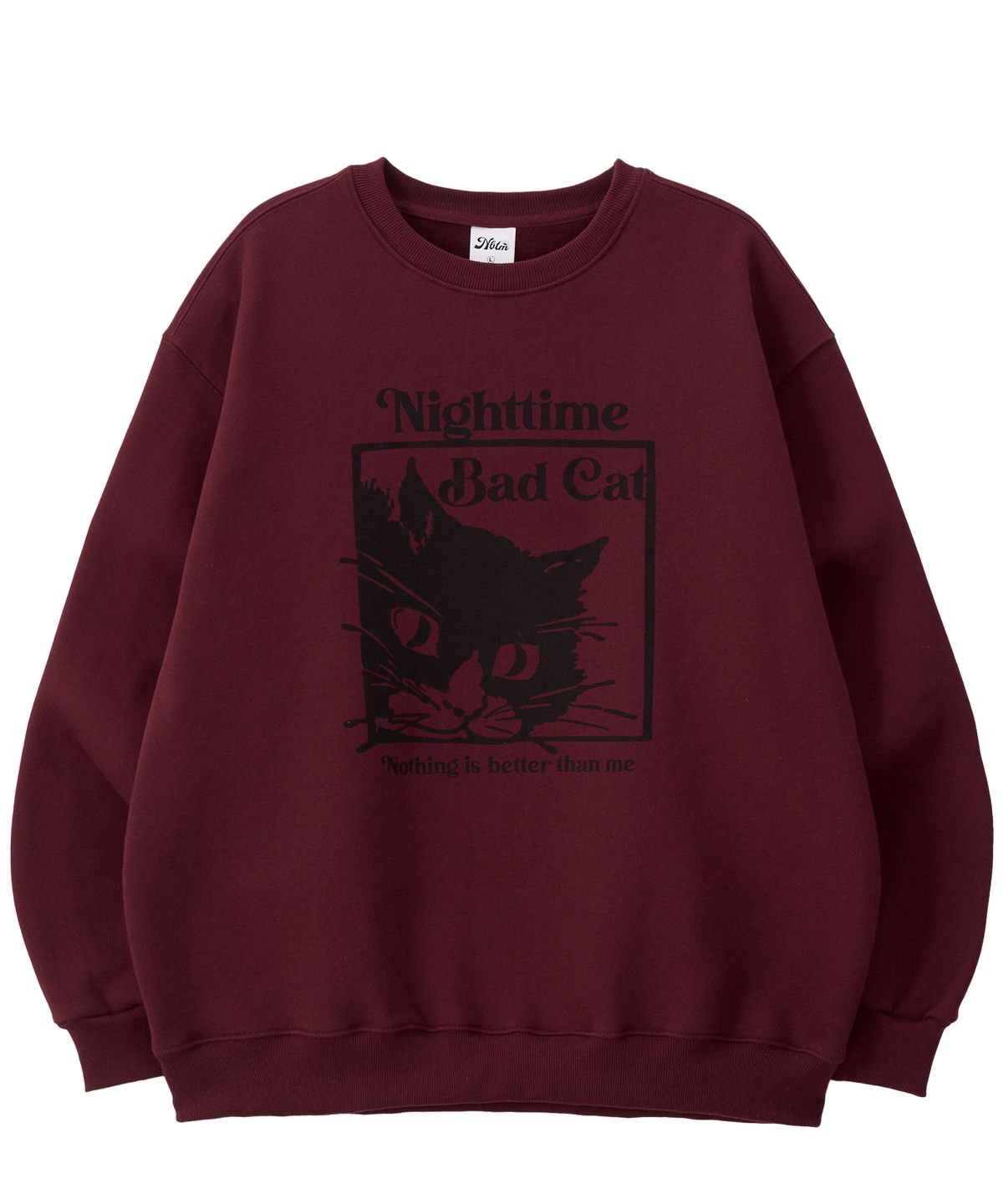낫띵이즈베럴댄미(NOTHINGISBETTERTHANME) BAD CAT SWEATSHIRT_burgundy
