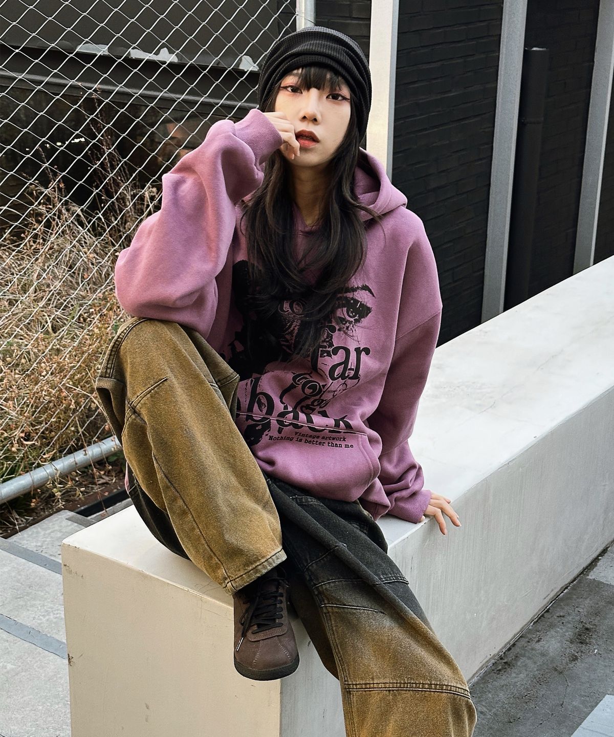 낫띵이즈베럴댄미(NOTHINGISBETTERTHANME) VINTAGE ARTWORK HOODIE_purple