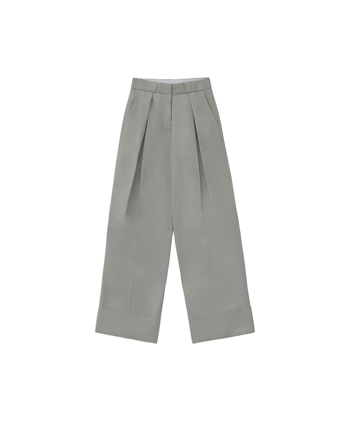트리밍버드(TREEMINGBIRD) Roll-up Inverted Pleats Pants [ Light Gray ]