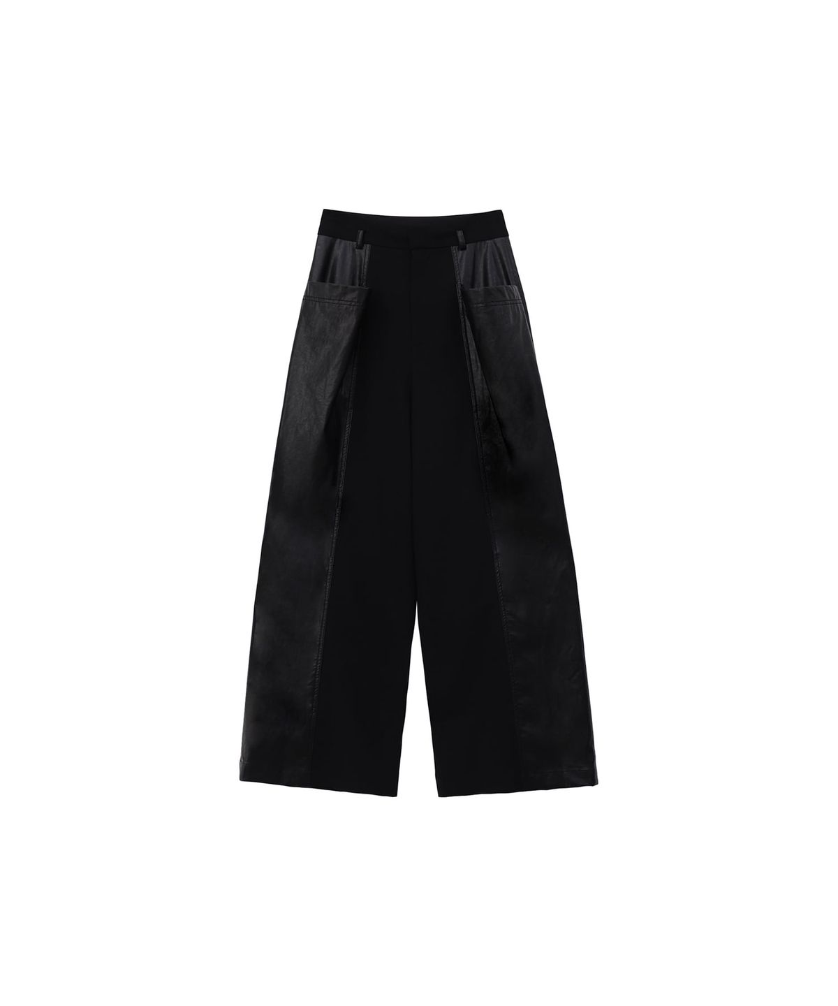 트리밍버드(TREEMINGBIRD) Cutting Line Faux Leather Pants [ Black ]