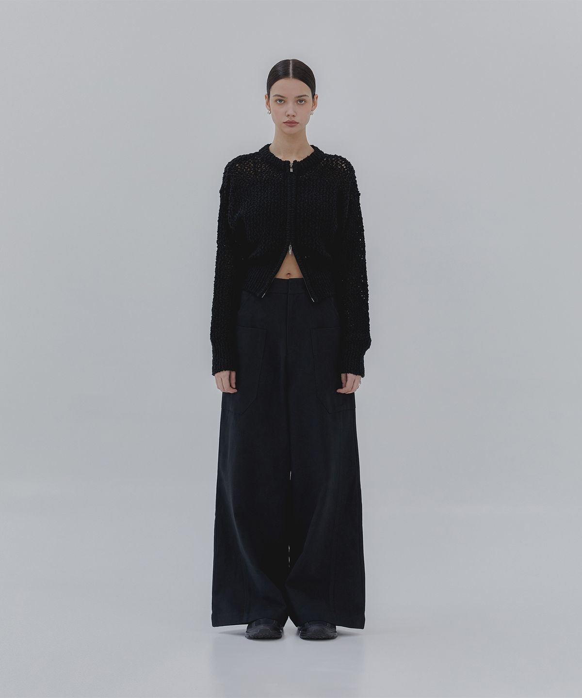 트리밍버드(TREEMINGBIRD) Big Pocket Cotton Pants [ Black ]