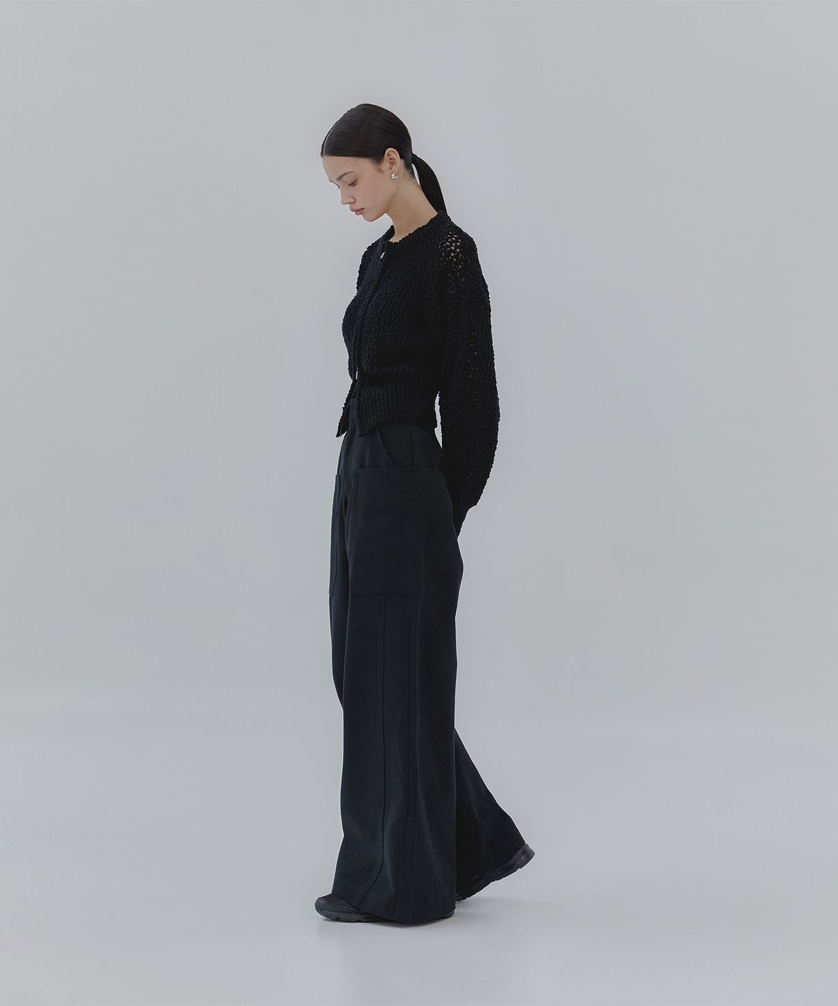 트리밍버드(TREEMINGBIRD) Big Pocket Cotton Pants [ Black ]