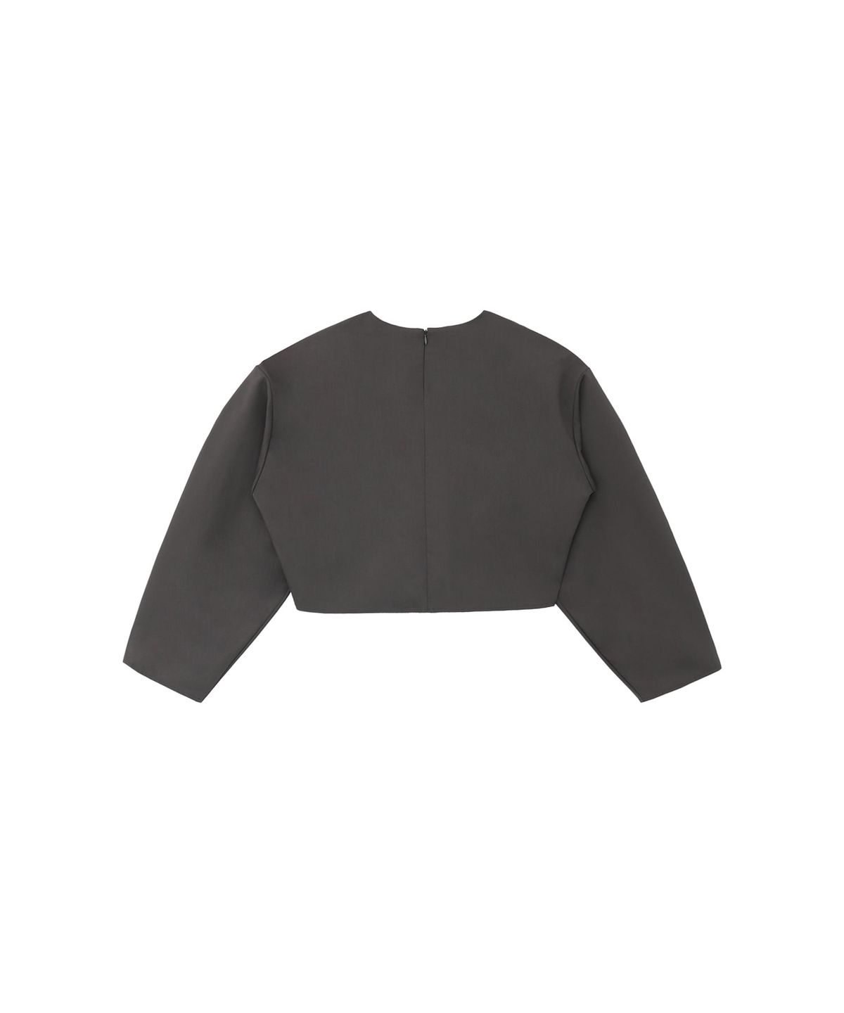 트리밍버드(TREEMINGBIRD) Crop Pintuck Set-up Blouse [ Charcoal Brown ]