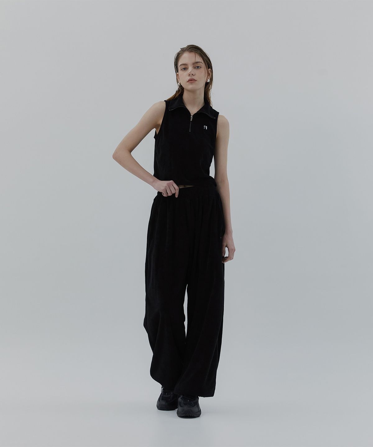 트리밍버드(TREEMINGBIRD) Terry Set-up Sleeveless [ Black ]
