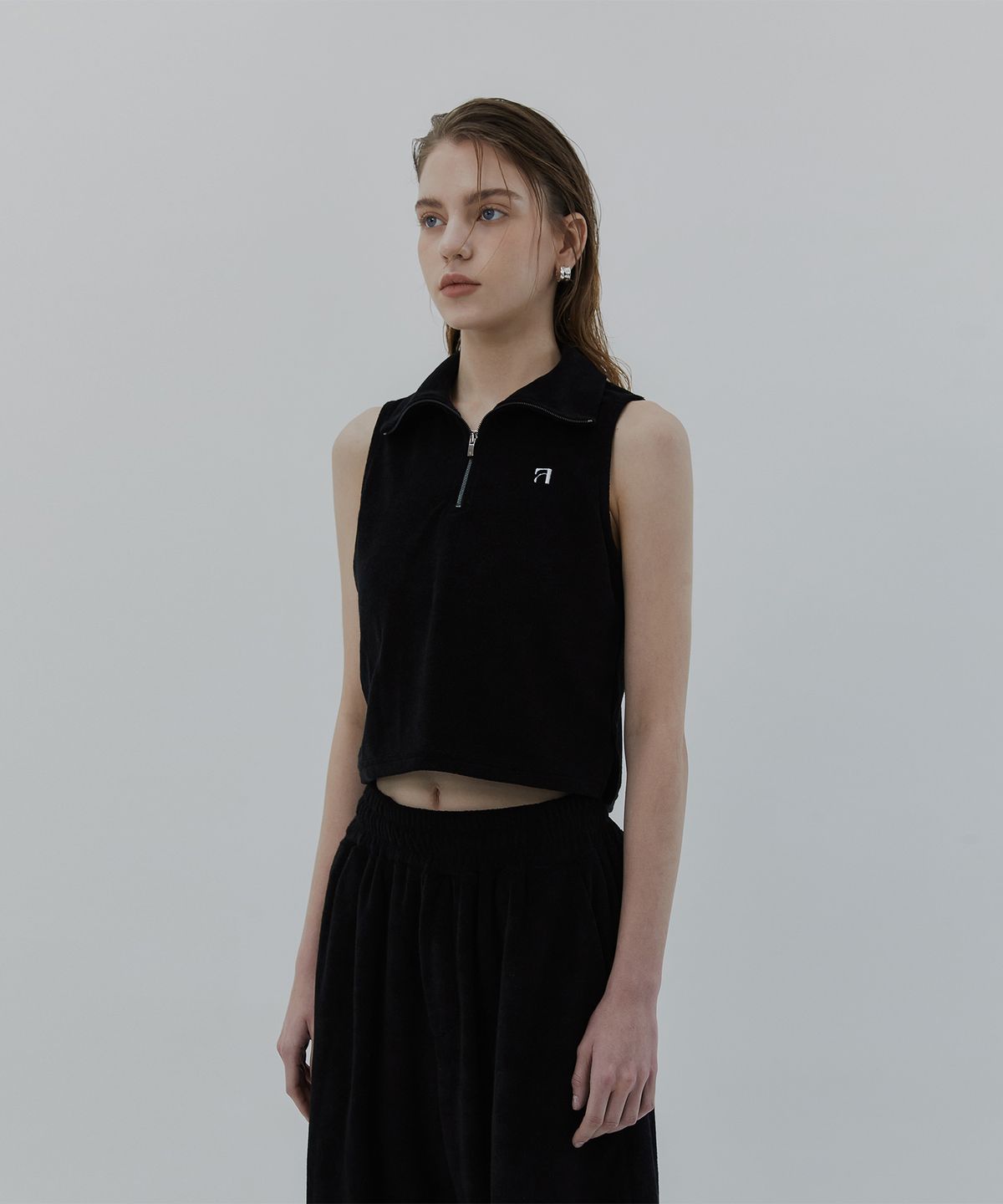 트리밍버드(TREEMINGBIRD) Terry Set-up Sleeveless [ Black ]