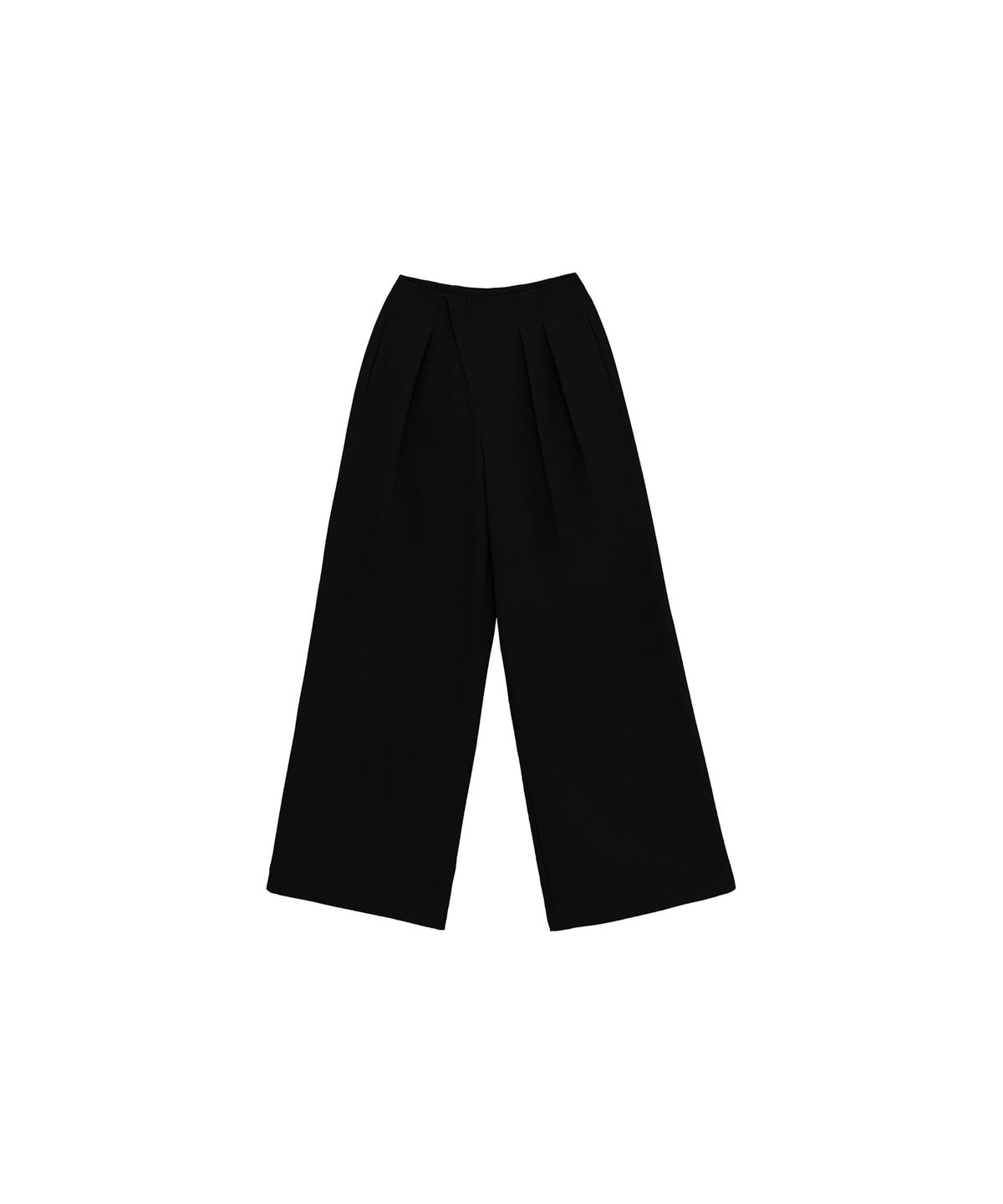 트리밍버드(TREEMINGBIRD) Oblique Fly Pintuck Trouser [ Black ]